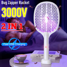 Mosquito Fly Swatter Electric Zapper Racket Insect Pest Killer Bugs Rechargeable