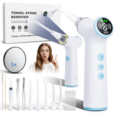 Electric Tonsil Stone Remover Vacuum   8 Suction Levels with LED Light, Safety P