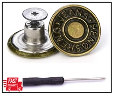 15 Sets Replacement Jeans Buttons, 17mm No-Sew Nailess Removable Metal Jeans