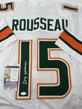 Gregory Rousseau Miami Canes Autographed Hand Signed Jersey White Jersey JSA COA