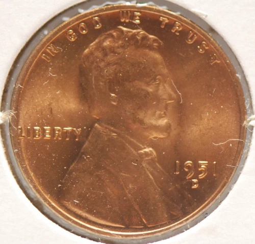USA, 1951-D Lincoln Cent, Red BU, NR, 4-10