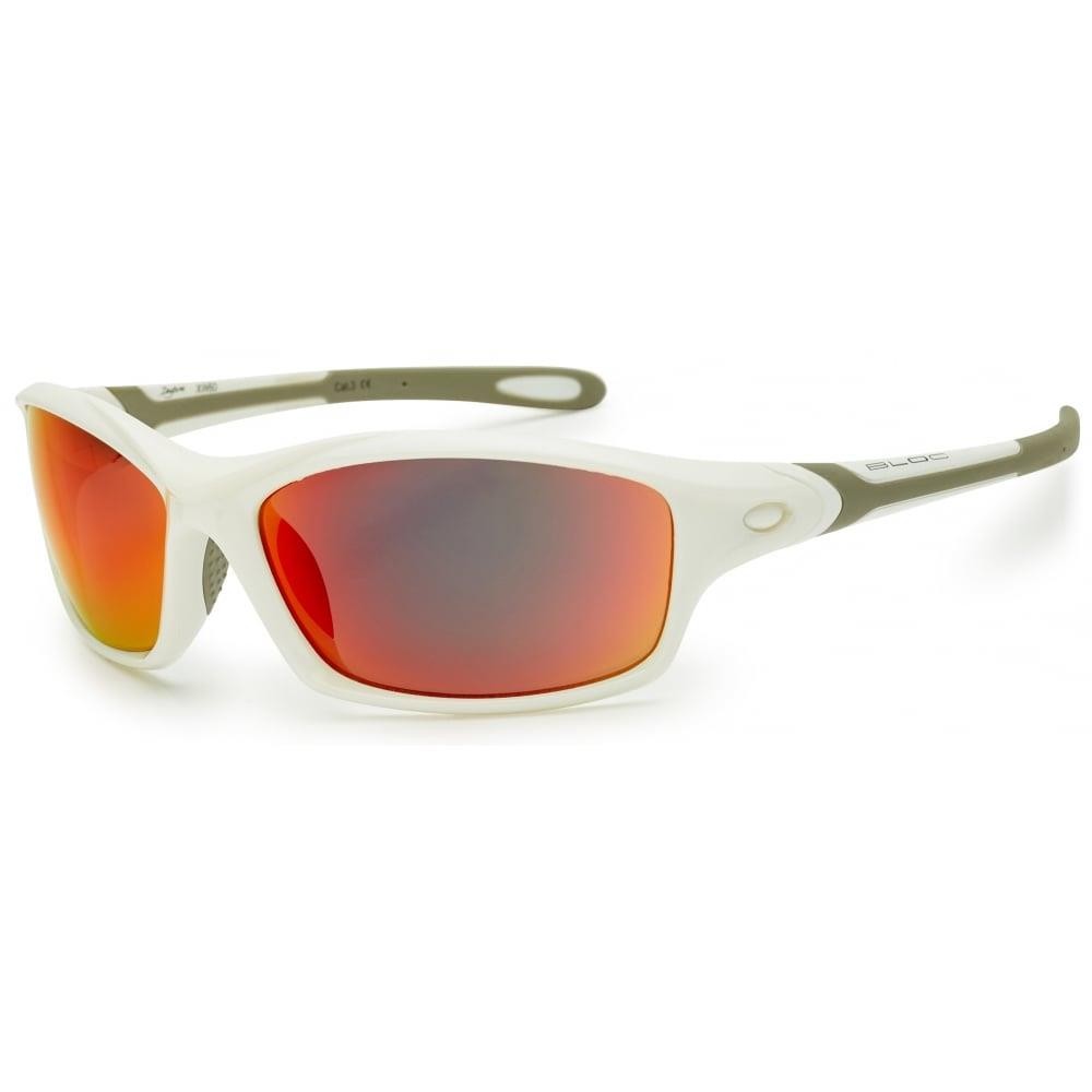 Bloc Daytona Sunglasses Shiny White - Red Mirror Lens - XWR60