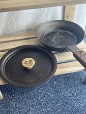 Netherton Foundry spun iron chef's pan With Lid And Wooden Handle Grip 20cm Wide