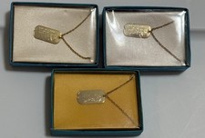 *RARE* 3 Vintage Elvis Presley Gold Tone Dog Tag Necklace Lot in Box NOS