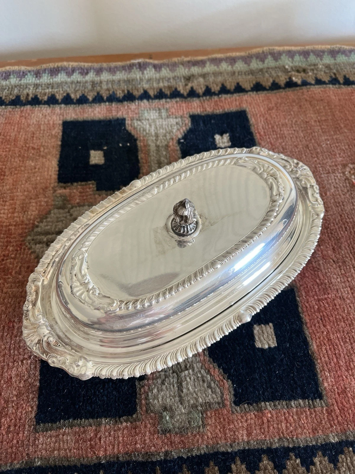 Vintage Silver Plate Butter Dish With Lid with Ornate Design