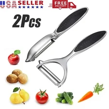 2 Stainless Steel Vegetable Fruit Peeler Set-Non-Slip Safe Handle Potato Peeler