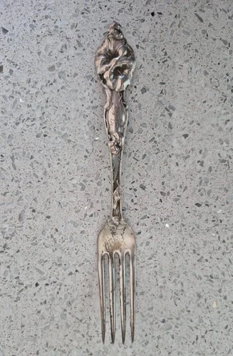 Antique R. Wallace & Sons Dinner Fork Sterling Silver Art Nouveau w/ Monogram