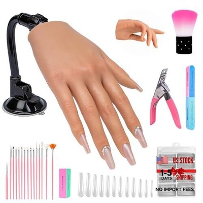 Practice Hand for Acrylic Nails,Realistic Silicone Suction Cup Stand Color 3