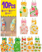 10Pcs Reusable Bird Diapers - Washable Parrot Nappy with Waterproof Lining  Adj