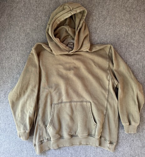 Aerie Distressed Oversized Hoodie Medium Olive Green Washed Pullover Sweatshirt