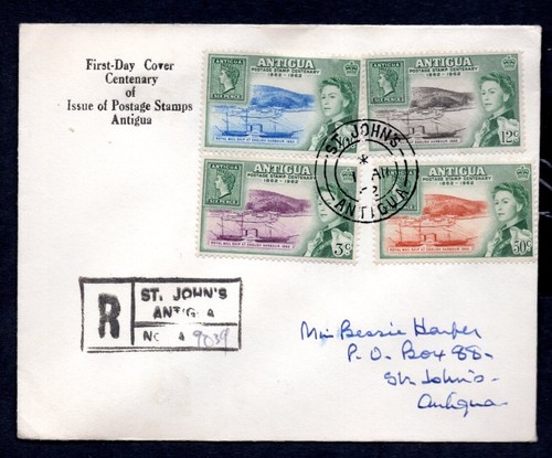 Antigua - 1962 Postage Stamp Centenary Registered First Day Cover