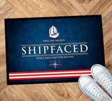 Personalised Boat Mat - Blue Boat, Yacht, Canal narrow, door mat 60 x 40cm BMA03