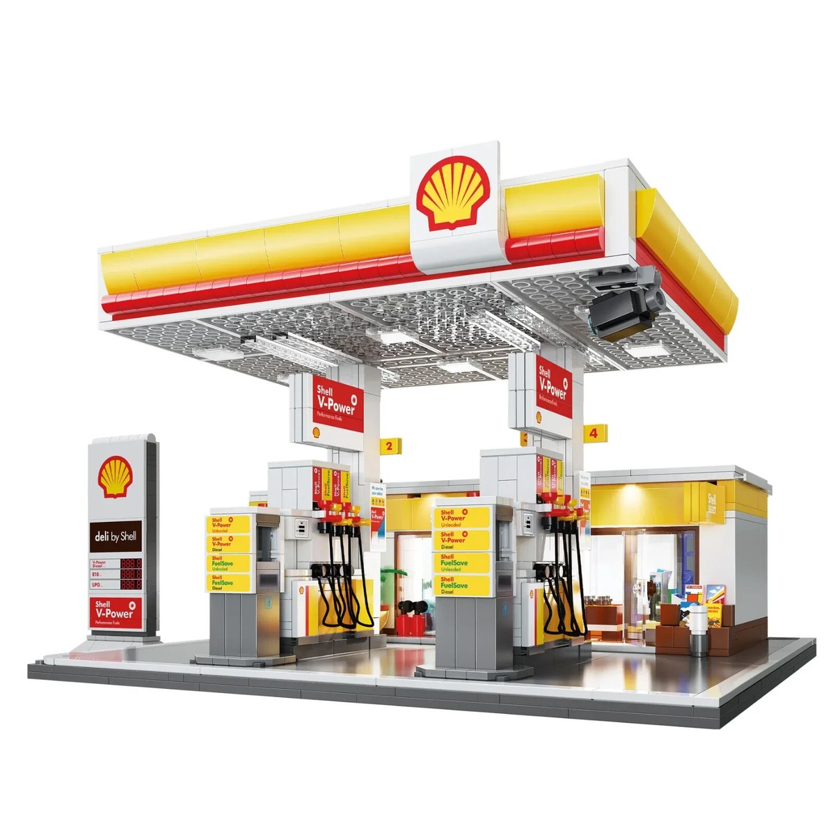 Building Blocks CaDA Shell gas station CADA x Shell 1309pcs