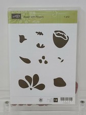 Stampin Up RETIRED Awash With Flowers Stamp Set Floral Rubber Set 1 of 2