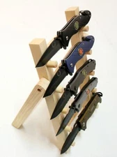 DEFENDER Wooden Multi-Tier Knife Holder DISPLAY STAND Easel - Holds 5 Knives