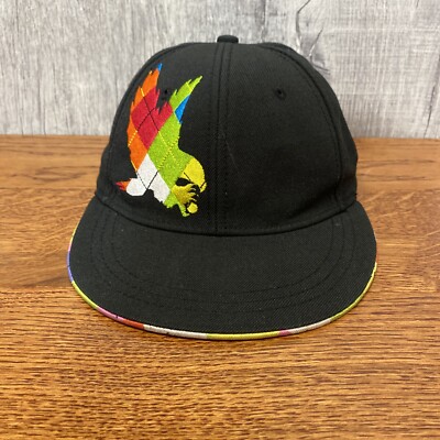 FLOW SOCIETY Hat Black Snap Back With Colorful Eagle Logo Medium/Large