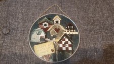 Vintage HOME SWEET HOME HAND PAINTED ART GLASS SUN CATCHER 