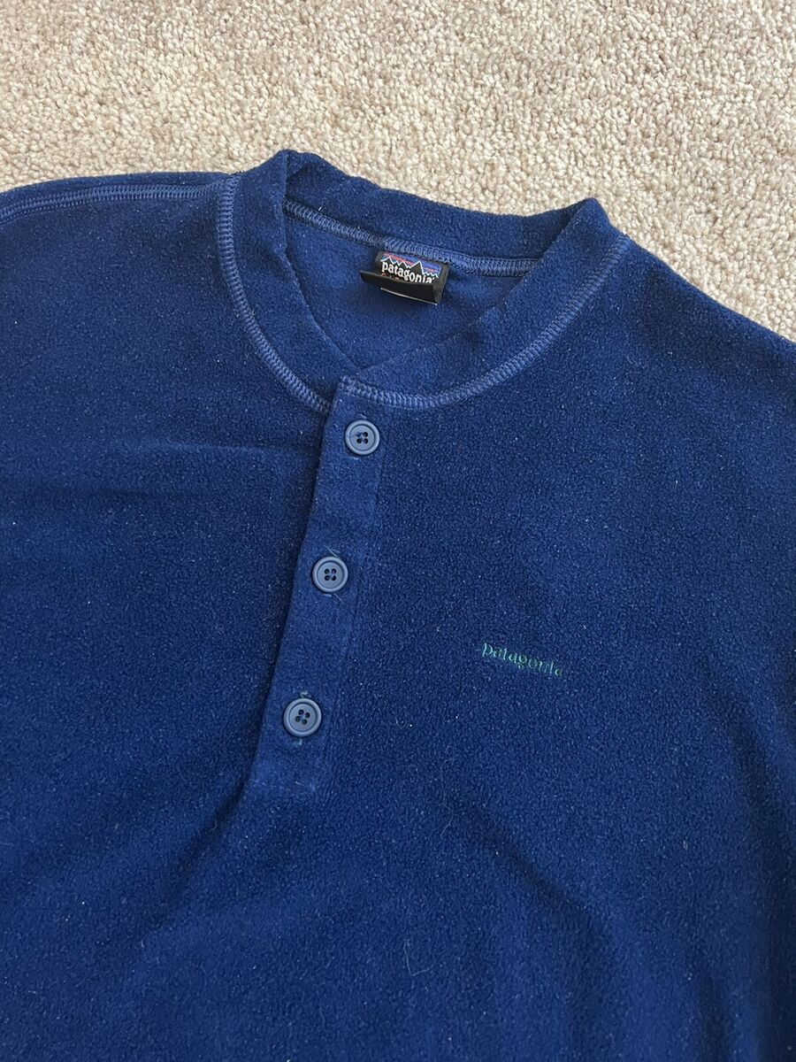 Vintage Patagonia Capilene Henley Fleece Base Layer Blue Vintage Patagonia Capilene Henley Fleece Base Layer Blue