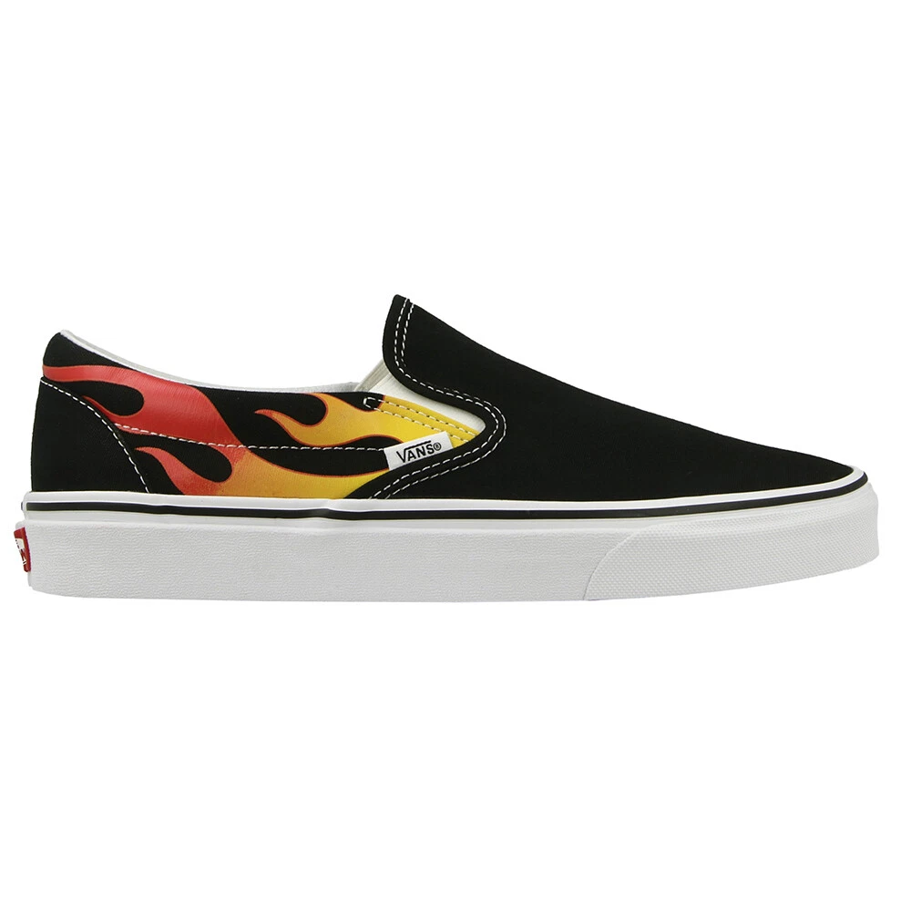 White shop vans flames