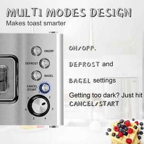 Toaster 2 Slice, Toaster Long Slot with Glass Window Bagel Toasters, Artisan ... - Picture 4 of 8