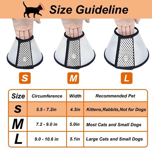 Cat Cone, Adjustable Recovery Pet Cone, 6.1 Inches Lightweight Plastic Elizab... - Picture 4 of 9