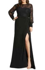 MAC DUGGAL LONG SLEEVE LACE ILLUSION BLACK GOWN 18W
