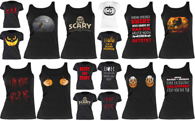 Halloween T-Shirt für Damen Sprüche Damenshirt Gruseliges Trägershirt Mädchen