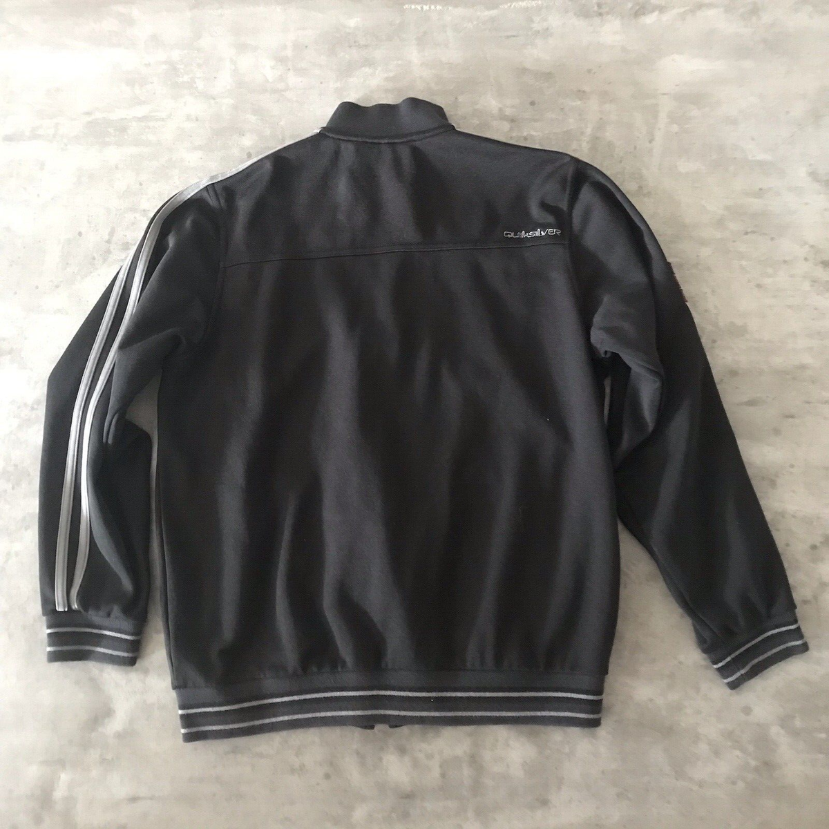Vintage Y2K Quiksilver Track Jacket Boys Large Black Zip Athletic