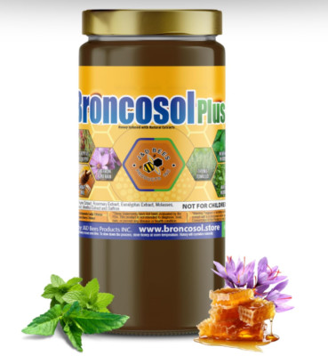 BRONCOSOL PLUS - honey Syrup with Zaffron, Eucalyptus, Mint and more ,12oz