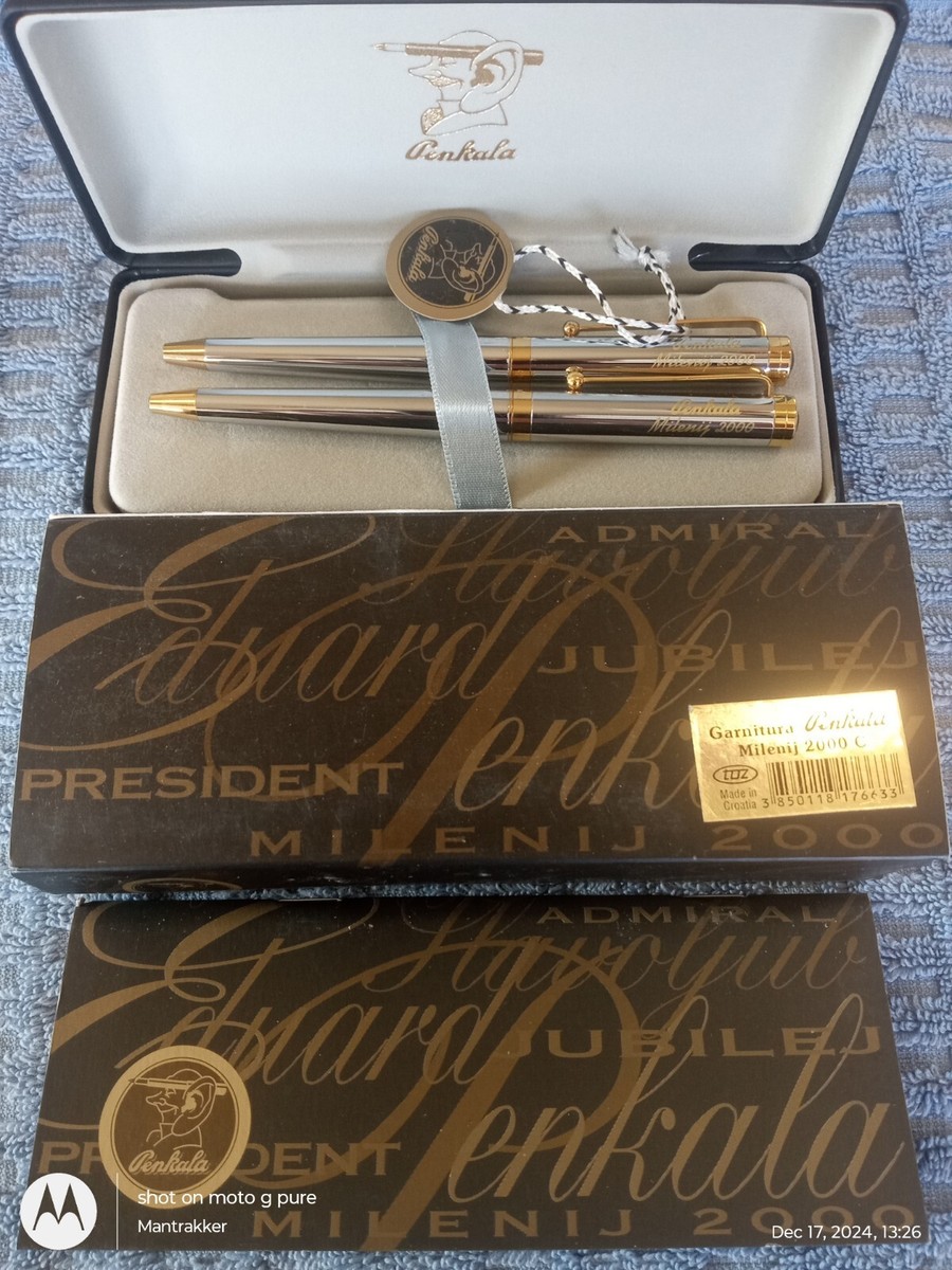 PENKALA MILENIJ 2000 C FOUNTAIN BALLPOINT PEN SET 14k F CROATIA