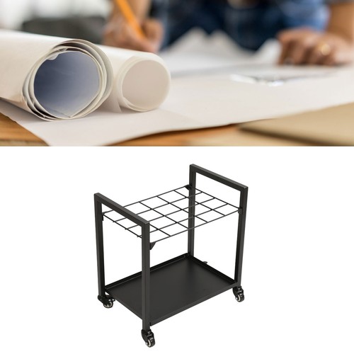 20 Slots Blueprint Storage Rack Roll File Holder Metal Blueprint Storage Cart - Picture 14 of 15