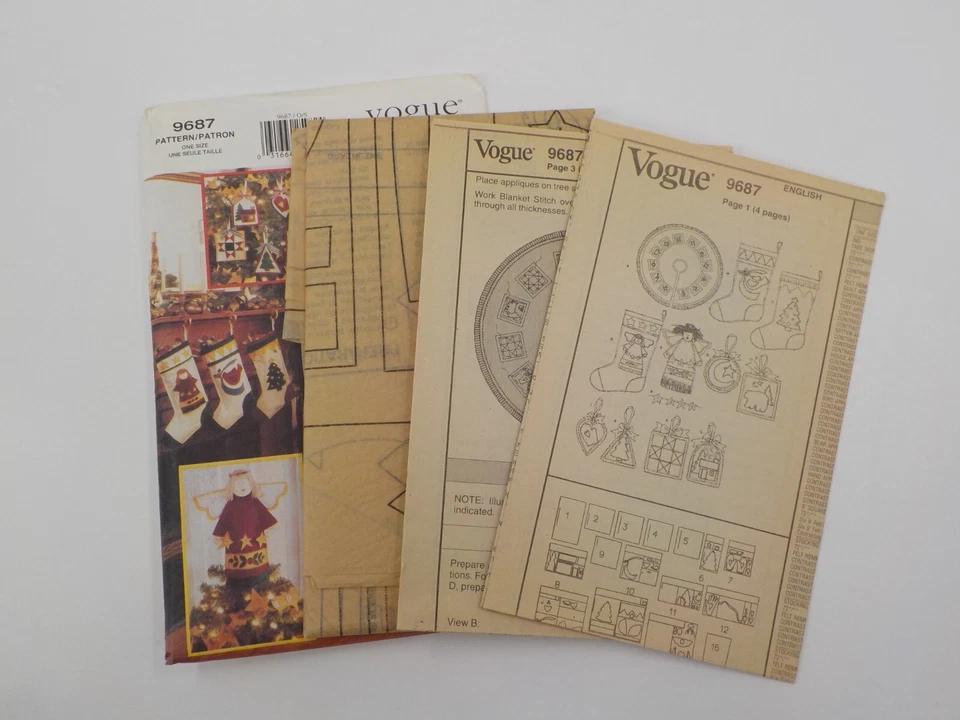 VOGUE CRAFT PATTERN #9687 AN AMERICAN CHRISTMAS TREE SKIRT STOCKINGS UNCUT 1997 - Image 3 of 4