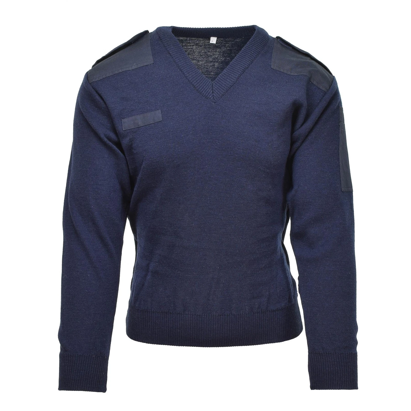 Genuine Dutch army Pullover V-neck blue rib knit military surplus sweater jumper