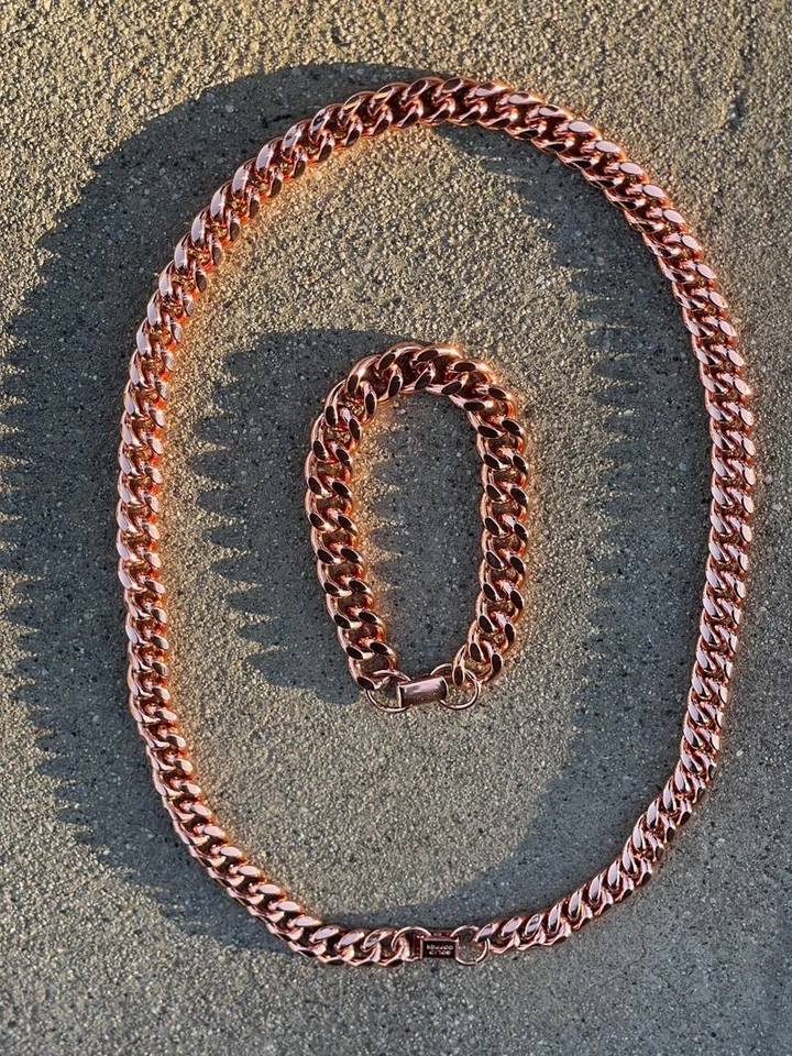 Cadena de cuerda de cobre puro 100 % oxidada cadena de eslabones de diseñador cadena collar joyería Foto 4 de 4