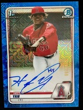 2020 Bowman Chrome HECTOR YAN 1st Rookie BLUE MOJO REFRACTOR #148/150 Angels RC