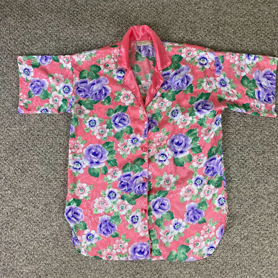 Victoria's Secret Lingerie Womens M/L Multicolor Satin Short Sleeve Sleep Shirt