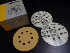100 MIRKA Bulldog Gold 5" 8H PSA- G 80 Sanding Disc- 23-320-80- Free Shipping  