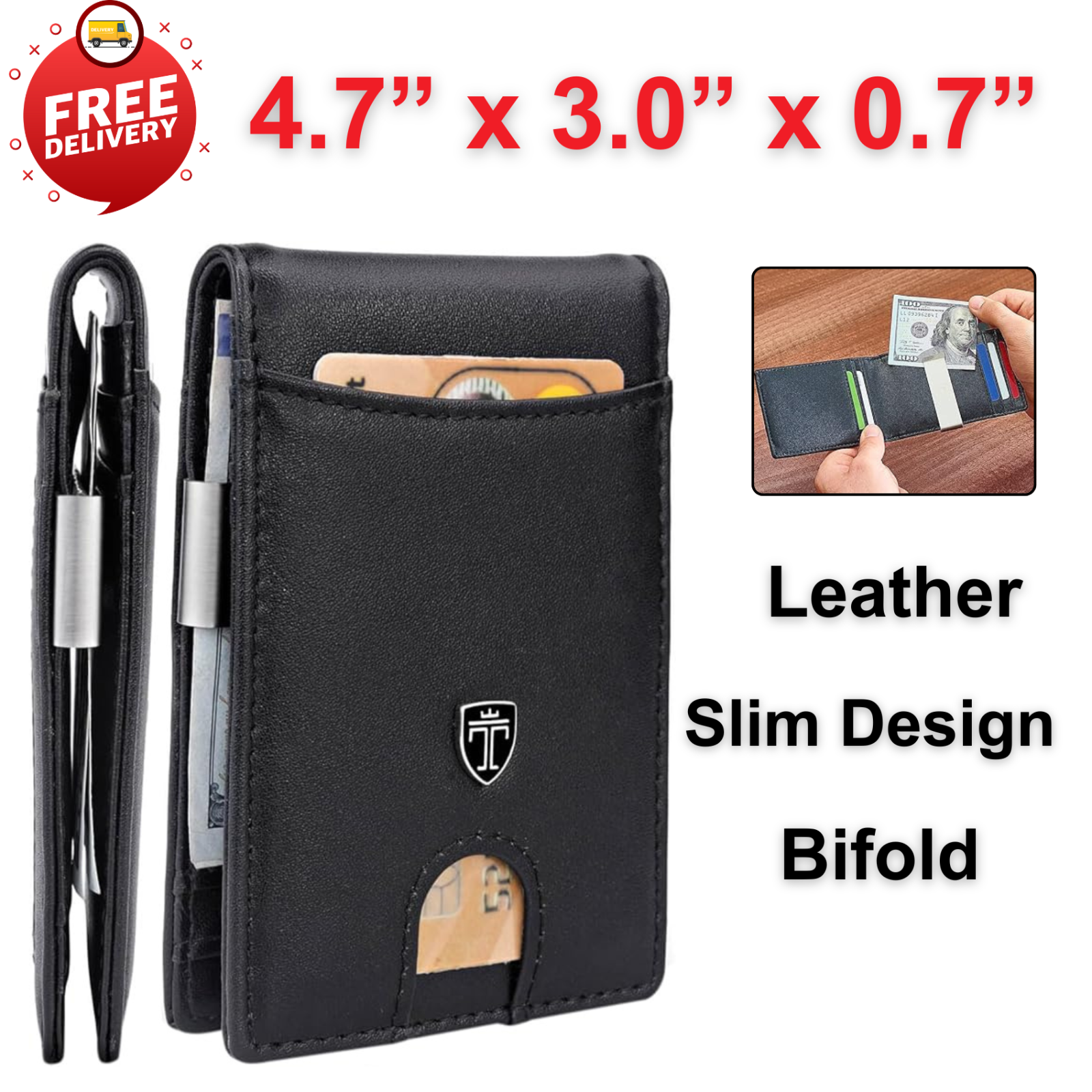 Slim RFID Blocking Money Clip Wallet RIO for Men Minimalist Bifold Card Holder-image