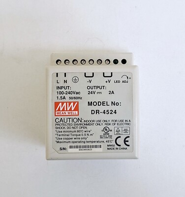 Meanwell DR-4524 AC to DC Din-Rail Power Supply (Lot of 2 pcs)