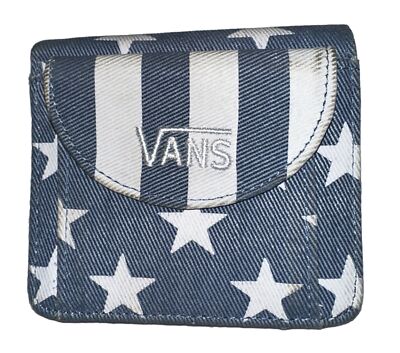 VANS Denim STARS STRIPES Fold Wallet Blue Vintage Button Close W