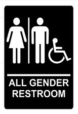 ADA Compliant All Gender Restroom Sign Tactile with Braille II, 6"x9"