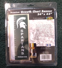 24 X 62" NCAA Michigan State University Spartans GROWTH CHART BANNER college NEW
