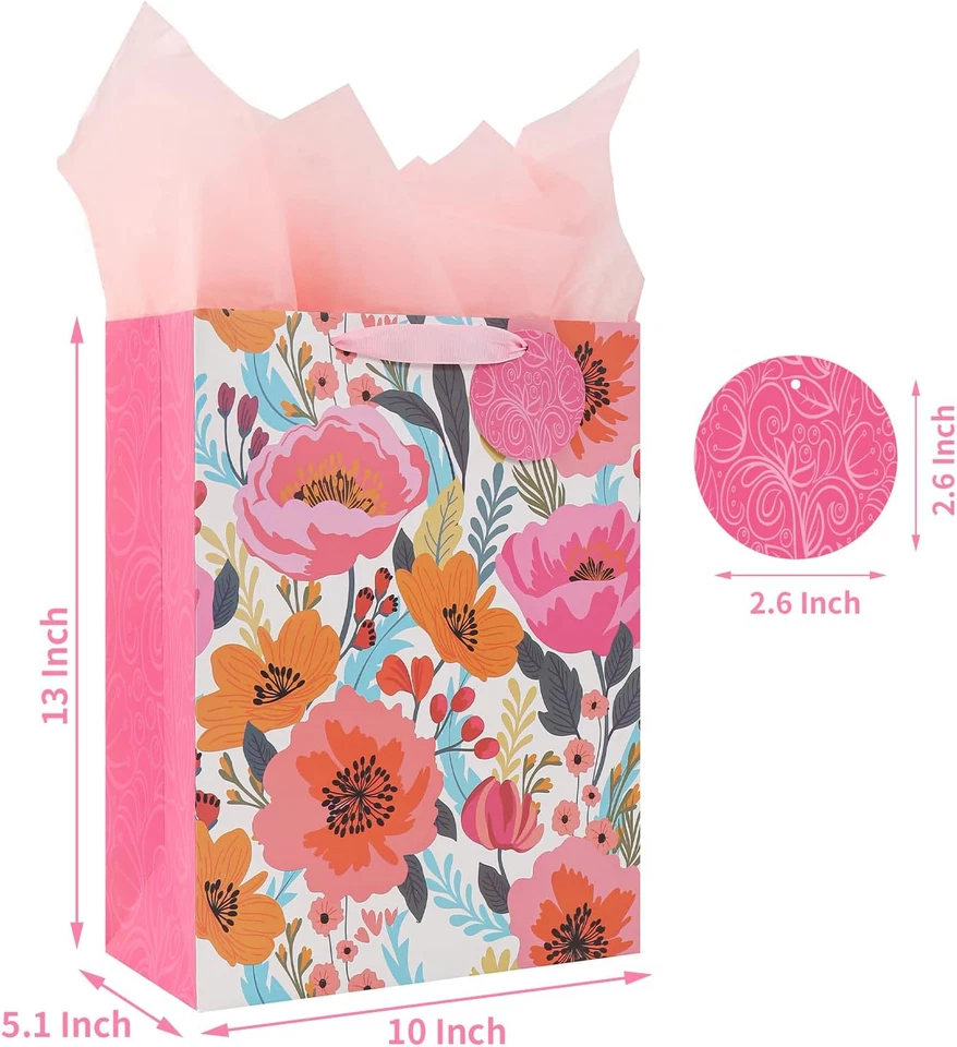 Bolsa de presente grande 13" com papel tissue para aniversário, Páscoa, chuveiro de noiva, Weddin - Imagem 3 de 4