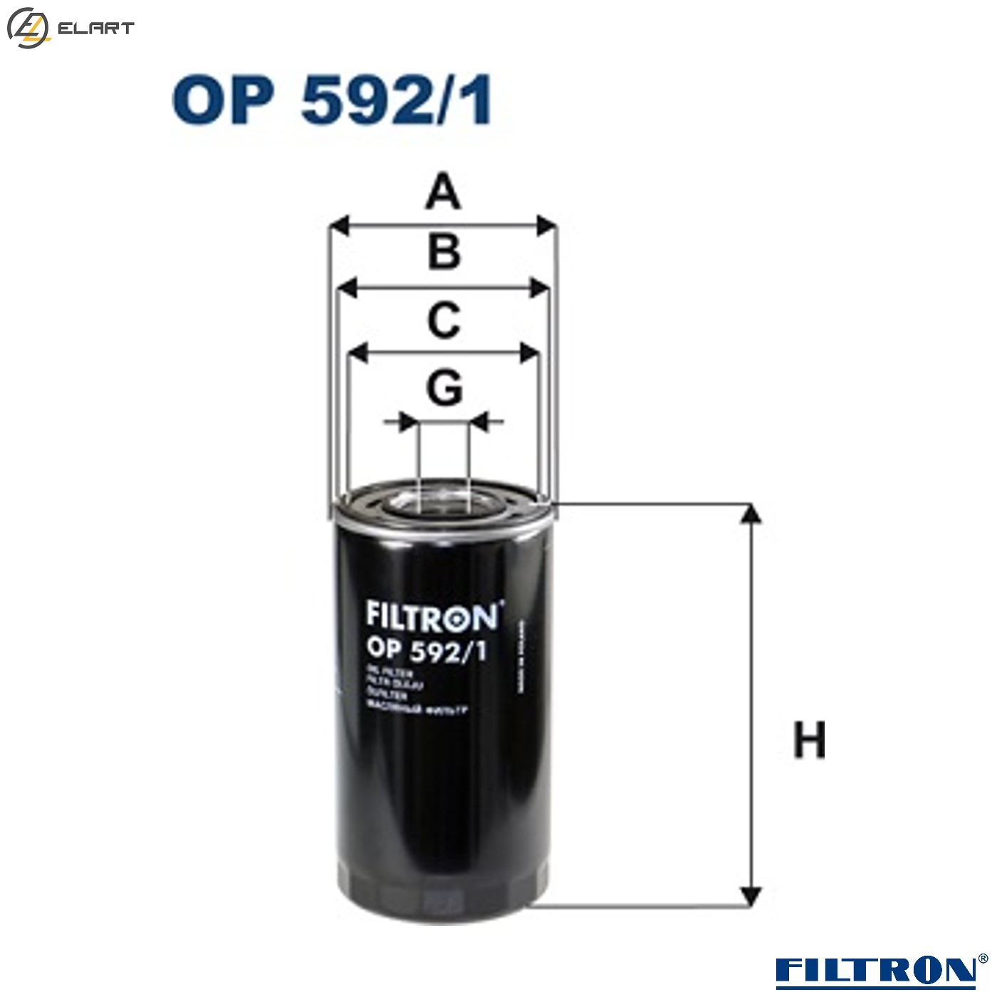 OIL FILTER OP 592/1 FOR FIAT IVECO EUROTECH/MT/MP TURBOTECH P/PA TURBOCITY 17.2L