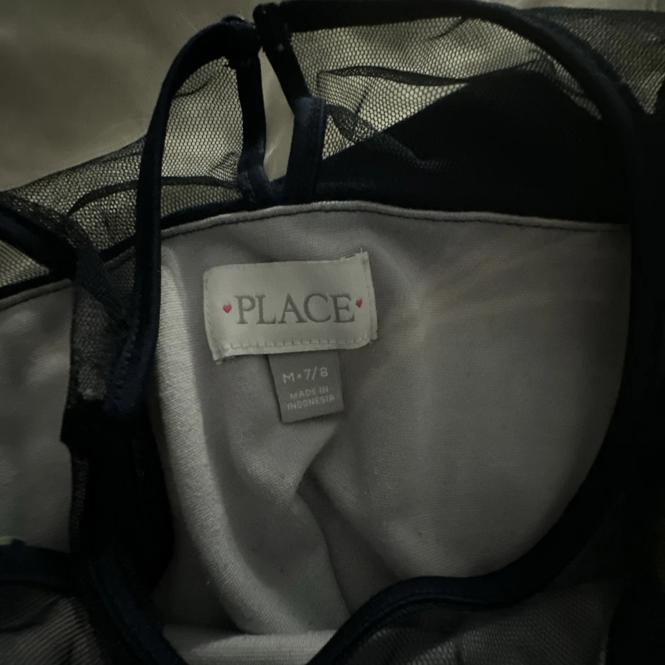 Vestido azul con flores para niñas talla 7/8 M mangas para niños. Foto 4 de 4