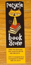 RECYCLE BOOKSTORE~BOOKSHOP BOOKMARK~SAN JOSE~CALIFORNIA~CAT~ROALD DAHL QUOTE