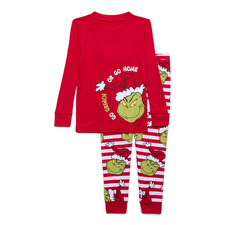 The Grinch Dr Seuss Toddlers PJ Set Size 5T Red Graphic Holiday Snug Fitting