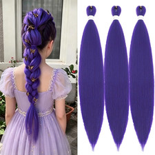 Braiding Hair Pre Stretched Purple 30 Inch 3 Packs Synthetic Hair Extensions for