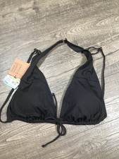 Shade  Shore Black Triangle Bikini Top Adjustable Straps XL 16 Ribbed Texture