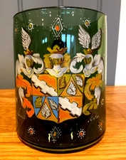 Stunning Antique Large Green Glass German Armourial Tankard / Mug
